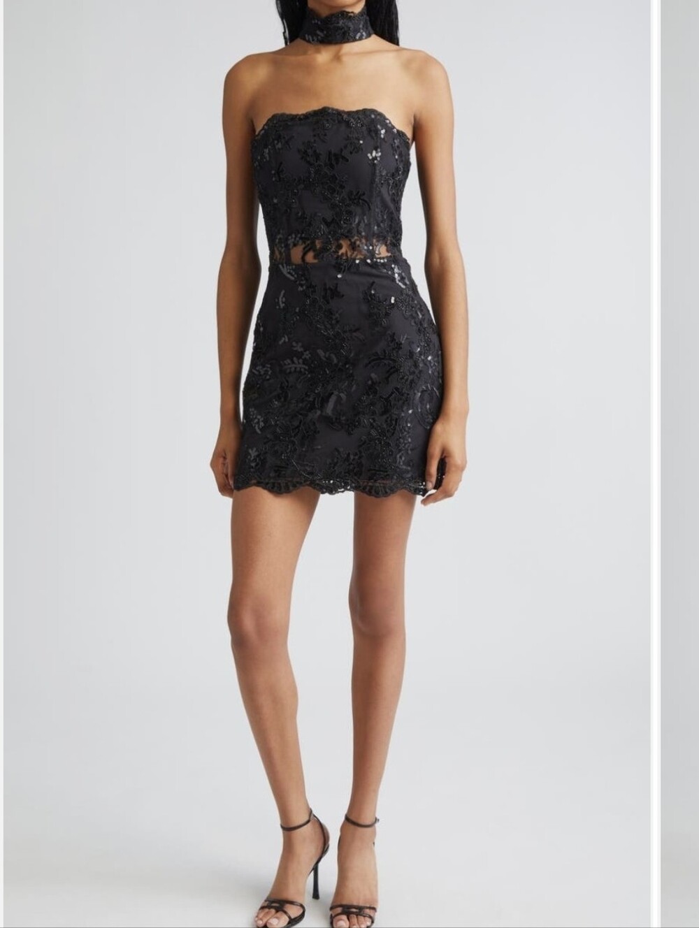 alice + olivia Georgie embellished-lace strapless mini dress Size 6 Sold Out !!!